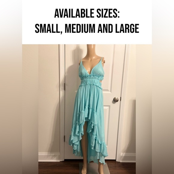 NWT-Asymmetric Ruffle Bottom Hem Open Back Cutout Dress - Picture 10 of 12